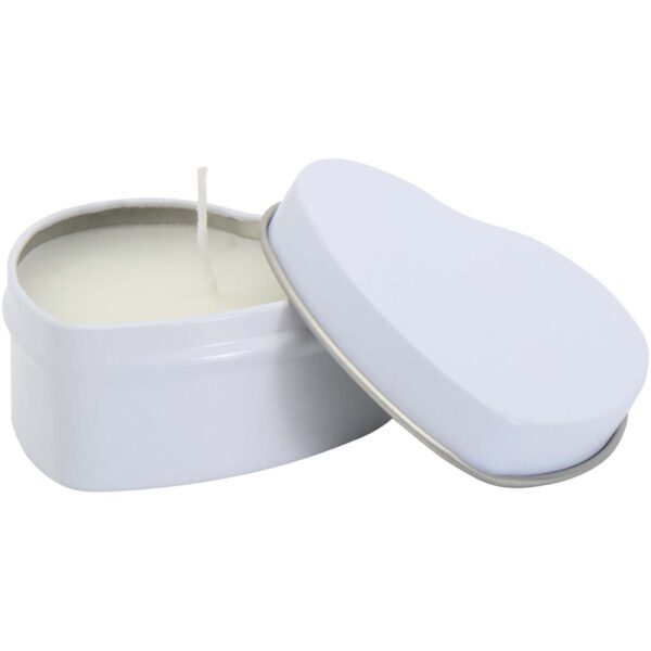 Vela con forma de corazón y aroma de vainilla en caja metálica "Blissful" - Imagen 2