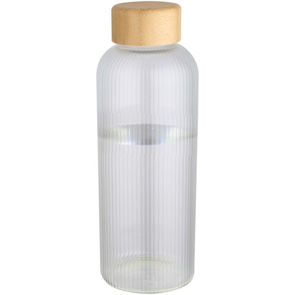 Botella de 650 ml de vidrio borosilicato de pared simple con tapa de bambú "Mirage" - Imagen 2