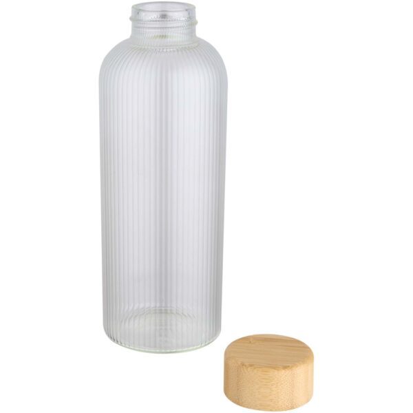 Botella de 650 ml de vidrio borosilicato de pared simple con tapa de bambú "Mirage" - Imagen 5