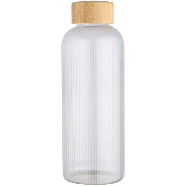 Botella de 650 ml de vidrio borosilicato de pared simple con tapa de bambú "Mirage" - Imagen 4
