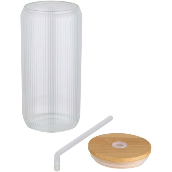 Jarra de 500 ml de vidrio borosilicato de pared simple con tapa de bambú "Mirage" - Imagen 5