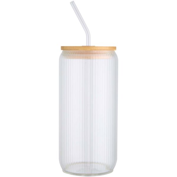 Jarra de 500 ml de vidrio borosilicato de pared simple con tapa de bambú "Mirage" - Imagen 4