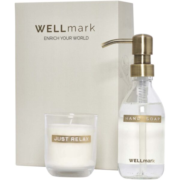 Dispensador de jabón de manos de 250 ml y juego de velas aromáticas de 150 g con fragancia de lino fresco "Wellmark Discovery" - Imagen 2