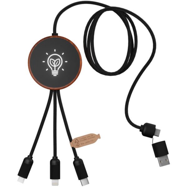 Cable de carga 5 en 1 de PET reciclado con logo retroiluminado y base de carga de 10 W "SCX.design C40" - Imagen 2