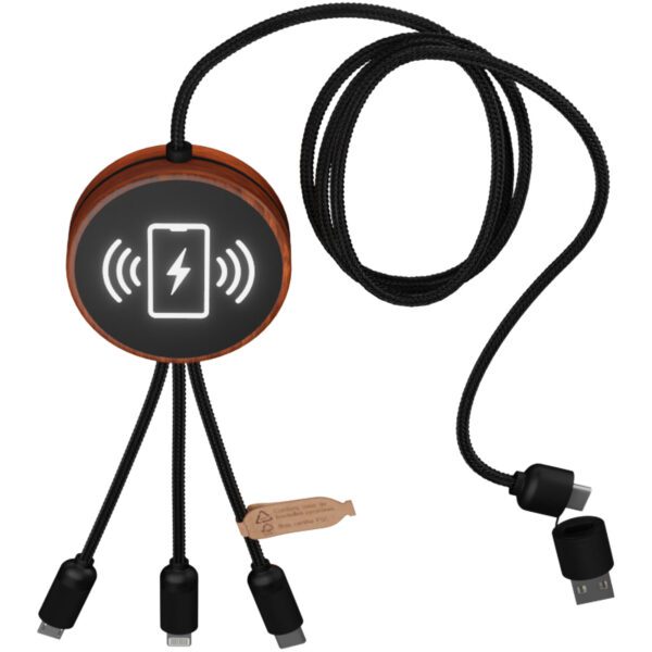 Cable de carga 5 en 1 de PET reciclado con logo retroiluminado y base de carga de 10 W "SCX.design C40" - Imagen 7