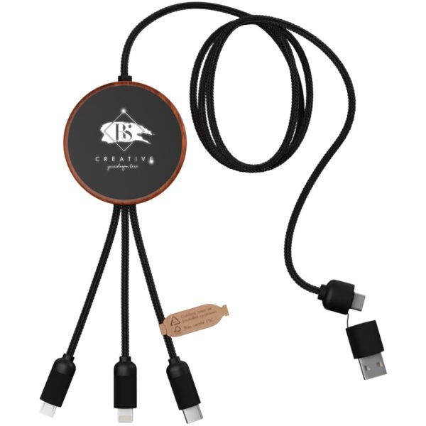 Cable de carga 5 en 1 de PET reciclado con logo retroiluminado y base de carga de 10 W "SCX.design C40" - Imagen 3