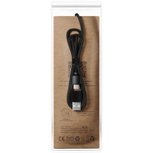 Cable de carga 5 en 1 de PET reciclado con logo retroiluminado y base de carga de 10 W "SCX.design C40" - Imagen 4