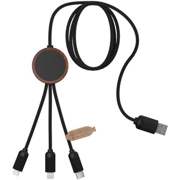 Cable de carga 3 en 1 extendido de PET reciclado con logotipo retroiluminado y estuche redondo de bambú "SCX.design C36" - Imagen 7